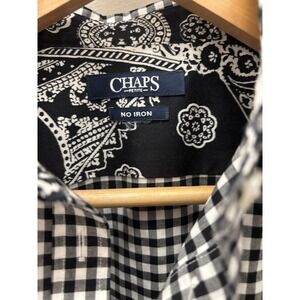 Chaps petite S/ M black-and-white check Paisley women  three-quarter inch Sleeve